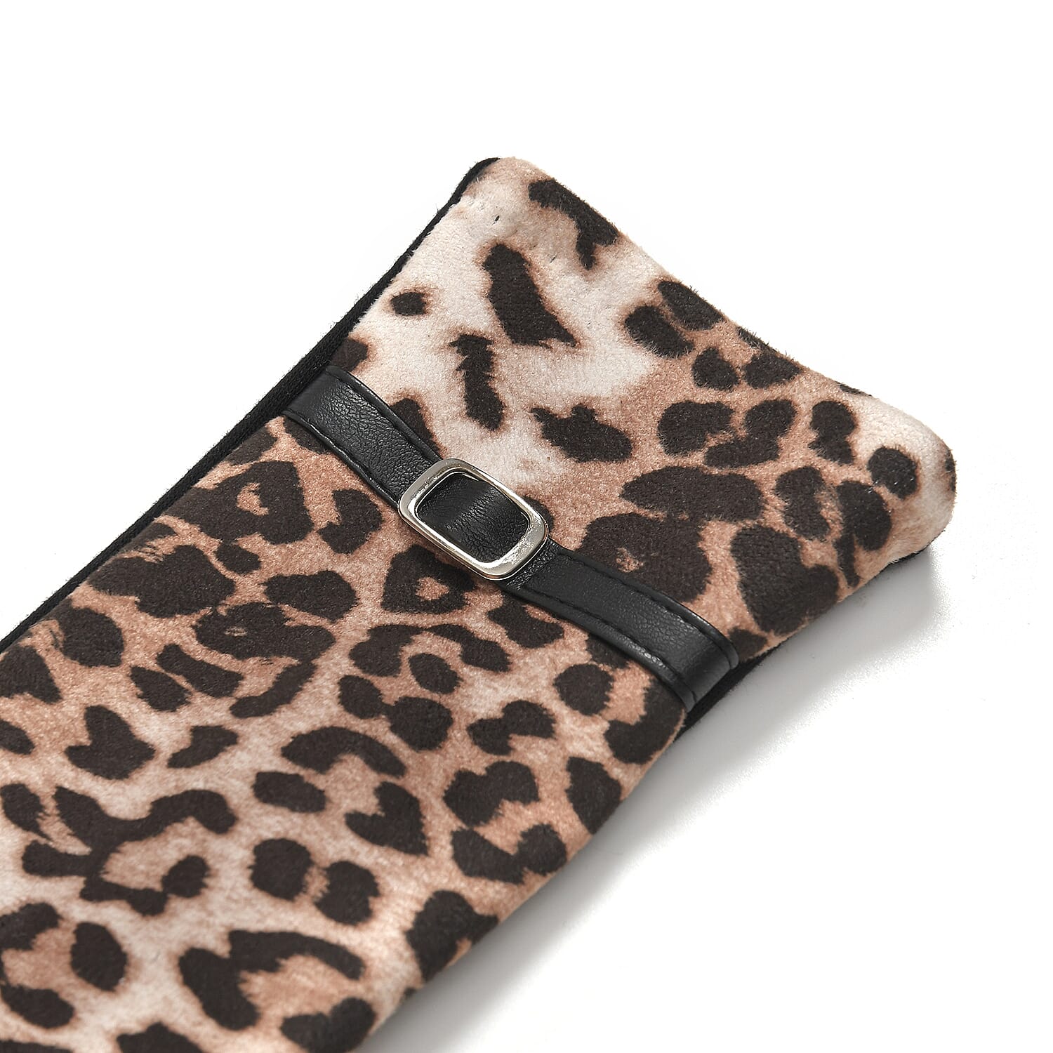 Leopard Print Benie Hat and Gloves Set - Beige