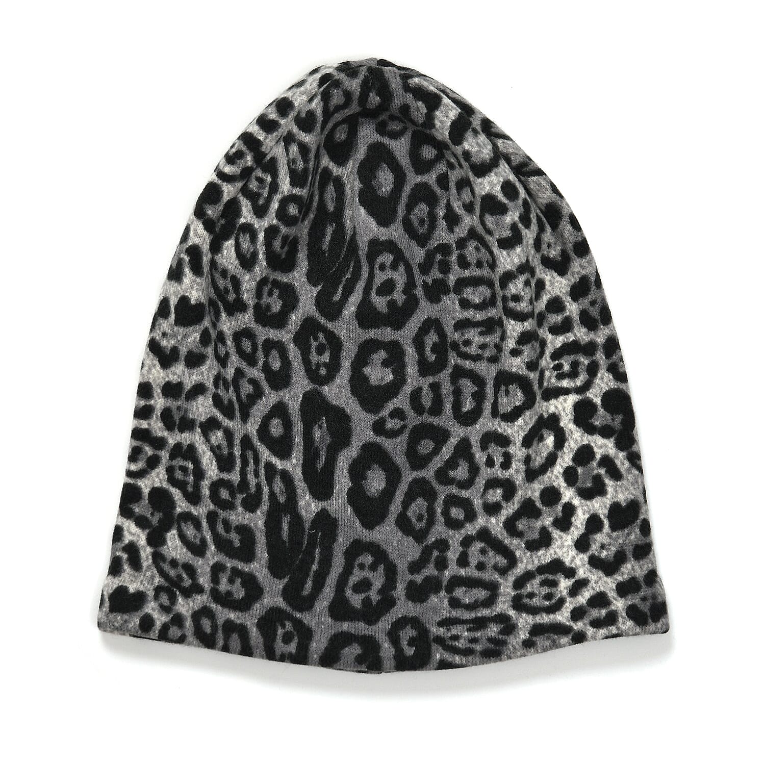 Leopard Print Benie Hat and Gloves Set- Black