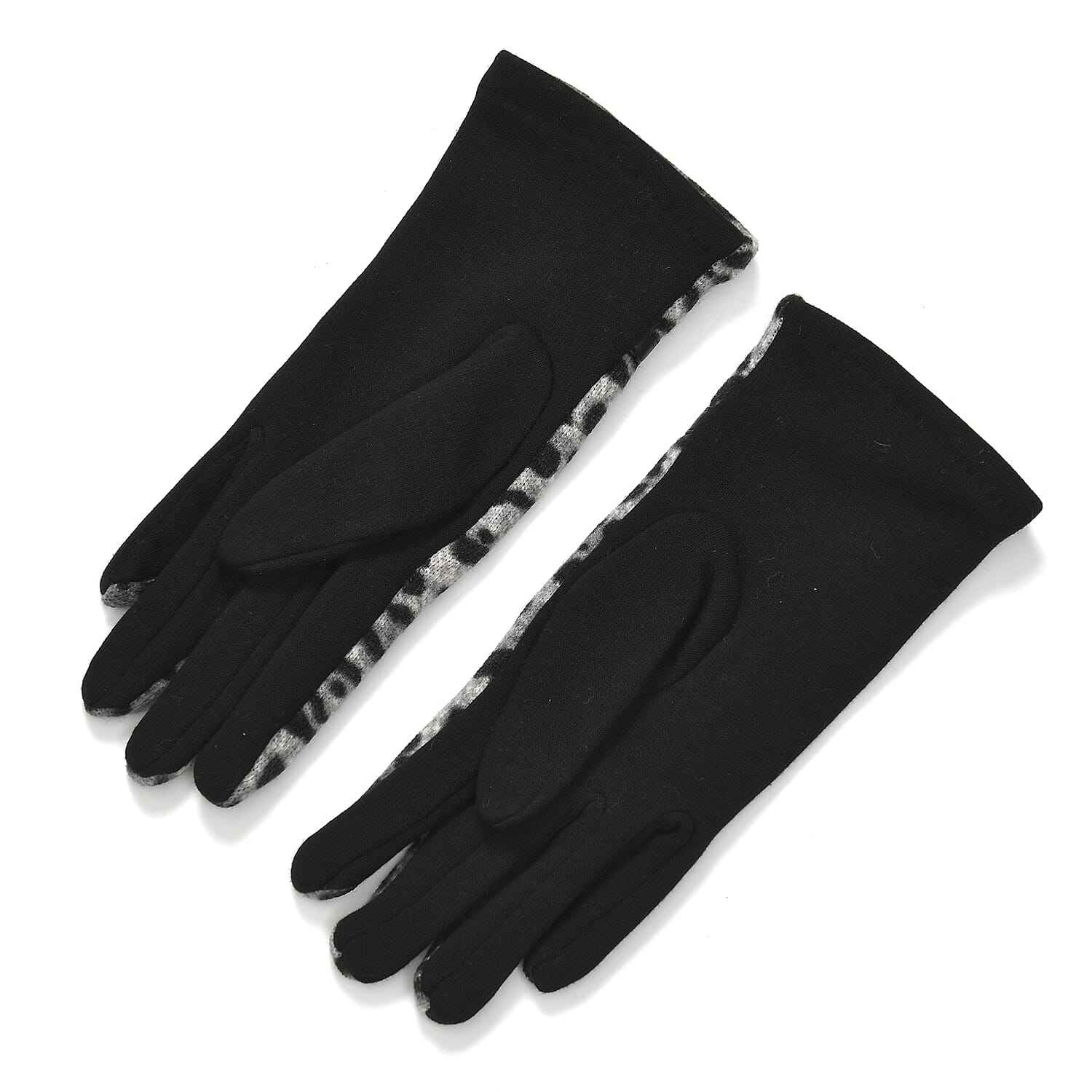 Leopard Print Benie Hat and Gloves Set- Black