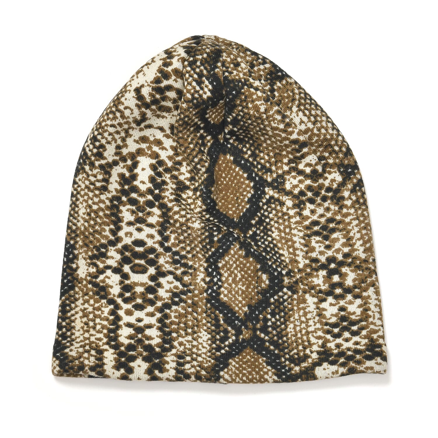Leopard Print Benie Hat and Gloves Set - Brown