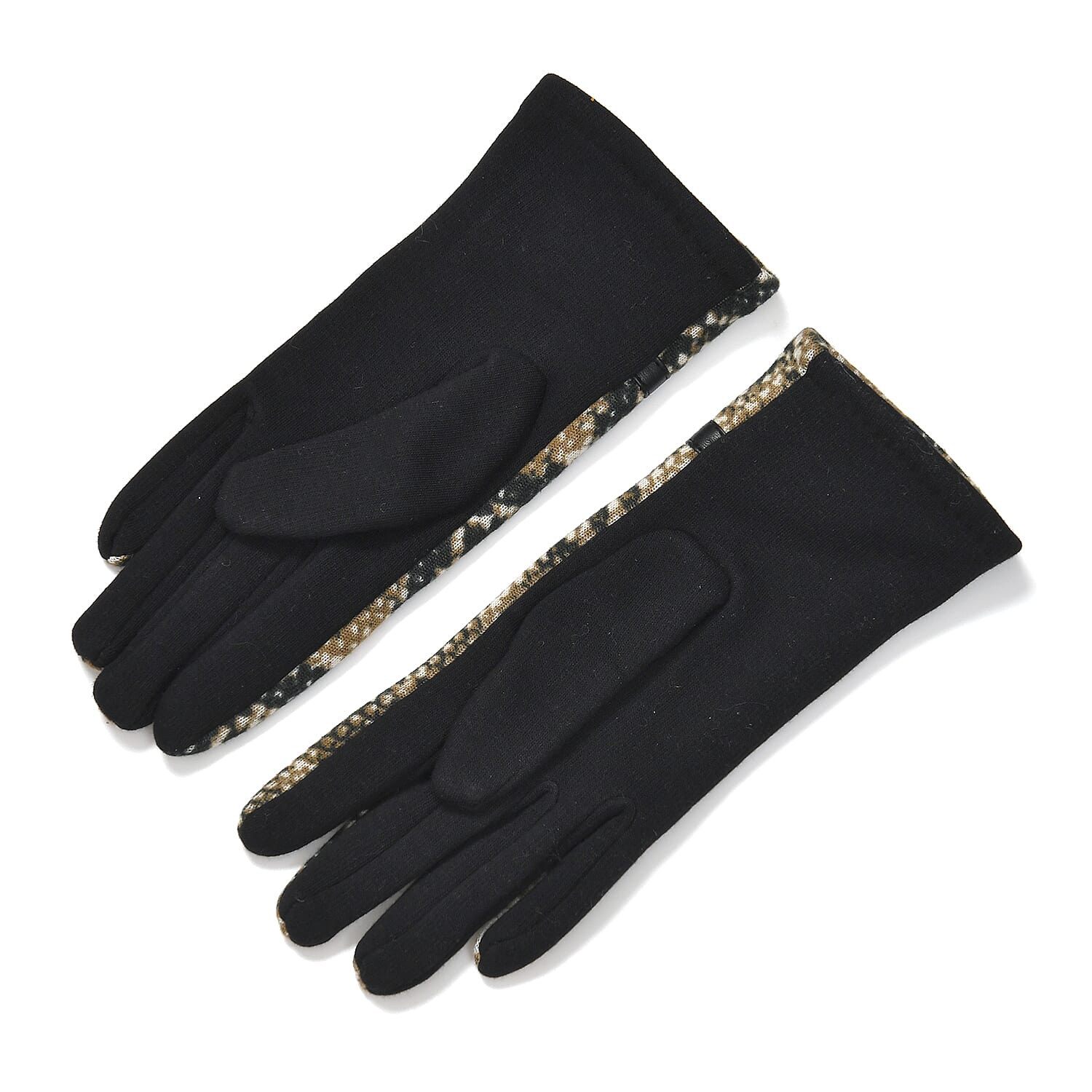 Leopard Print Benie Hat and Gloves Set - Brown