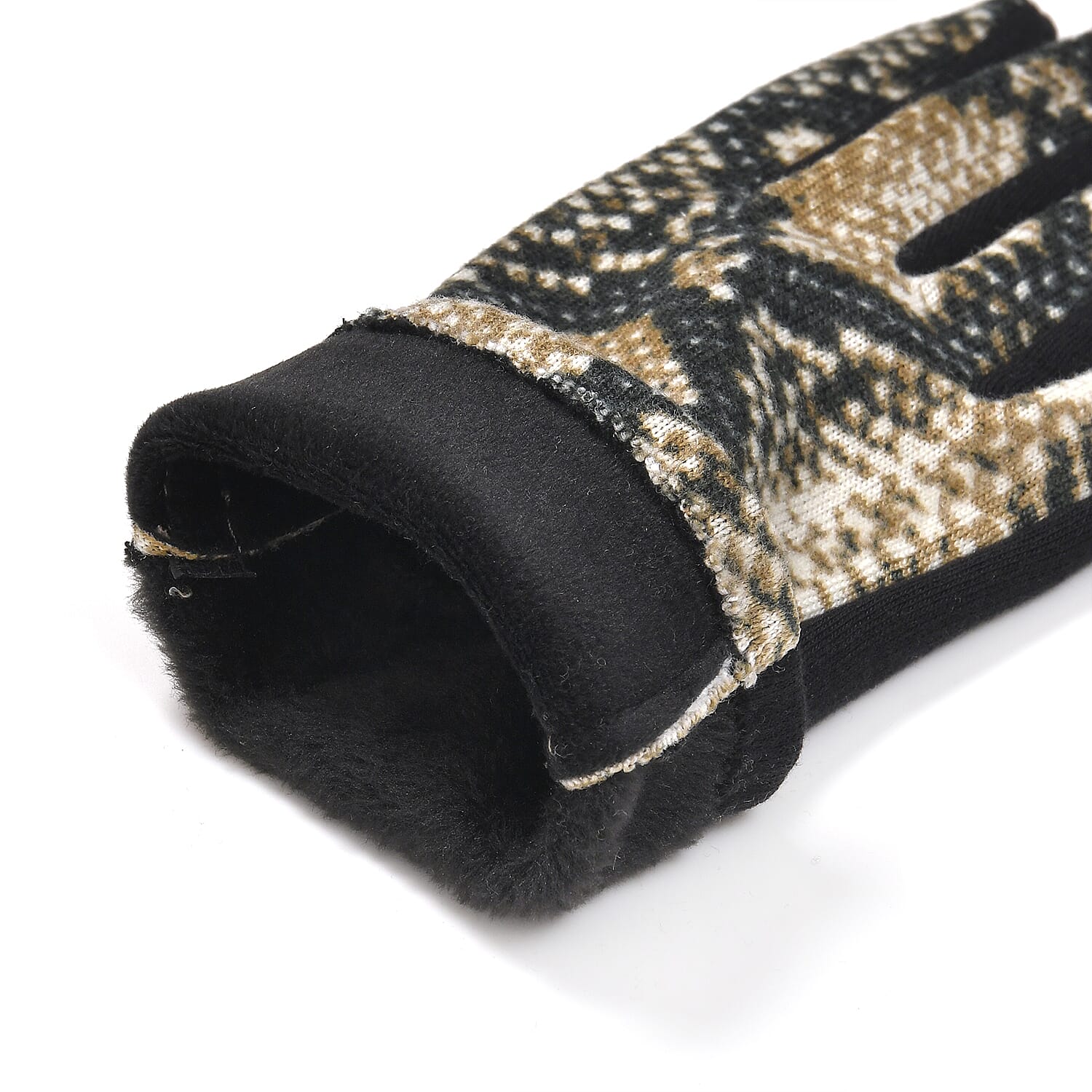 Leopard Print Benie Hat and Gloves Set - Brown