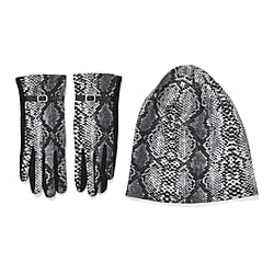 SnakeSkin Pattern Winter Gloves and Beanie Set