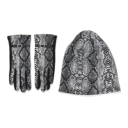 Snake Skin Pattern Beanie and Gloves Set