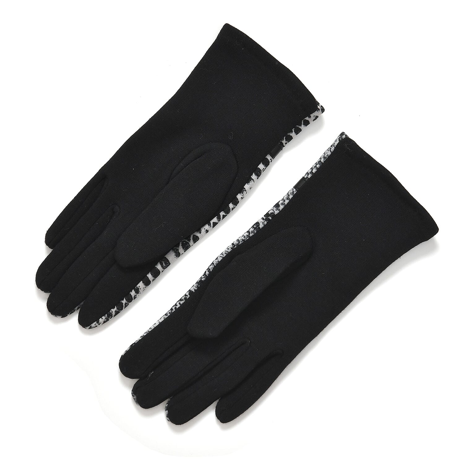 Leopard Print Benie Hat and Gloves Set- Grey