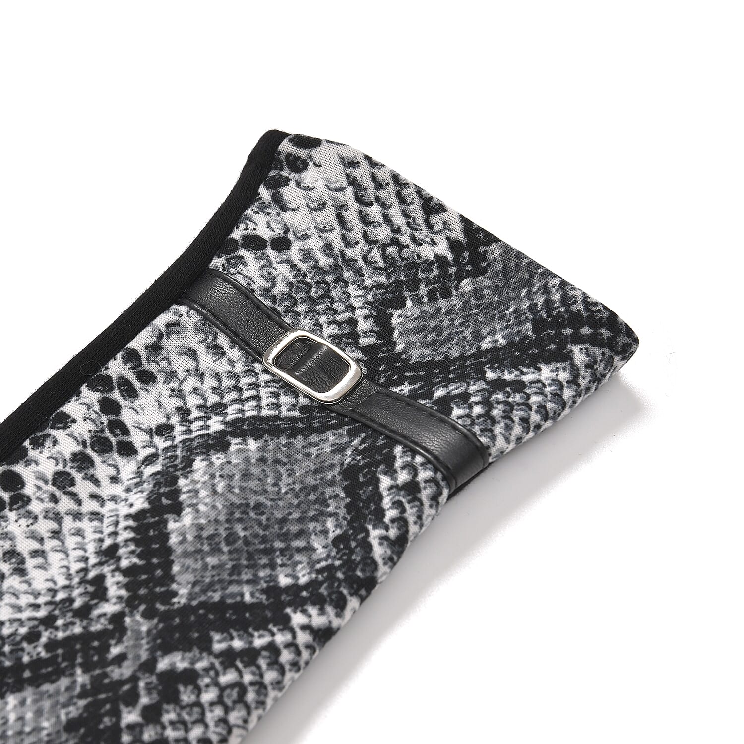 Leopard Print Benie Hat and Gloves Set- Grey