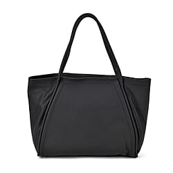 Genuine Leather Tote Bag with Piping Detailing