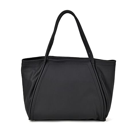 Genuine Leather Patterned Tote Bag (Size 46x30x19 cm) - Black