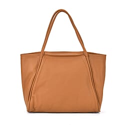 Genuine Leather Tote Bag with Piping Detailing