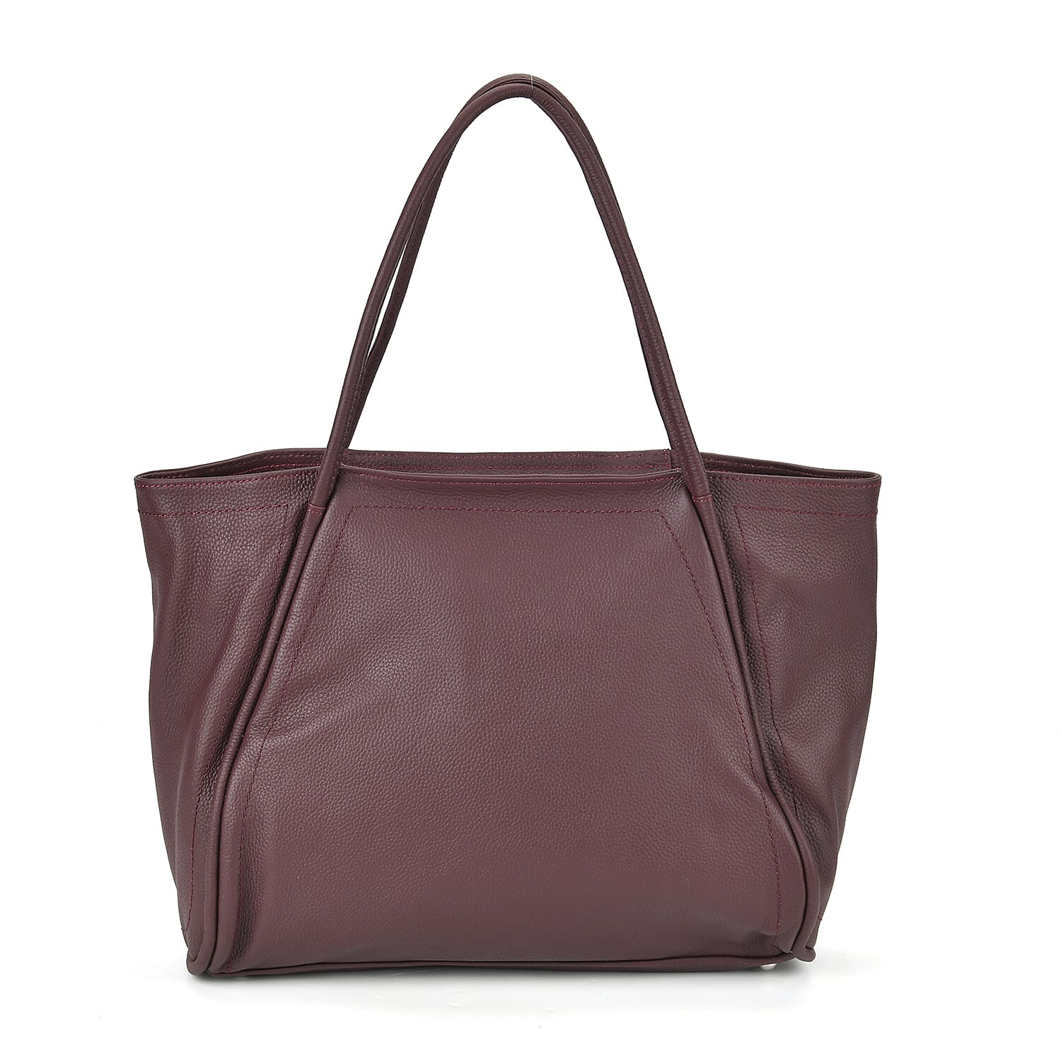 Designer Inspired- 100% Genuine Leather Oversized Tote Bag (Size 46x19x30 cm) - Burgundy