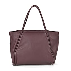 Genuine Leather Tote Bag with Piping Detailing