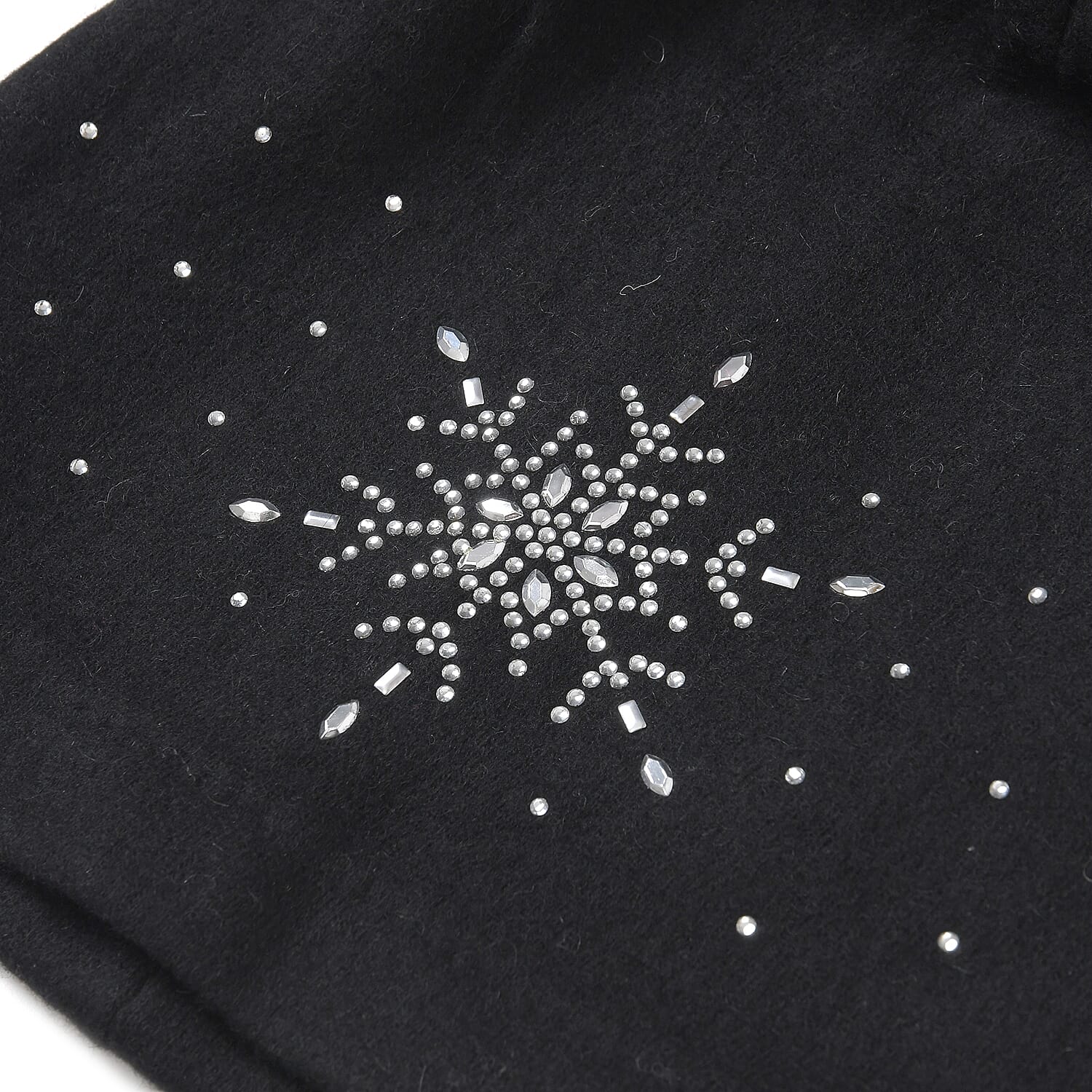 Crystal Pattern Set of Two Hat and Gloves (One Size) - Black