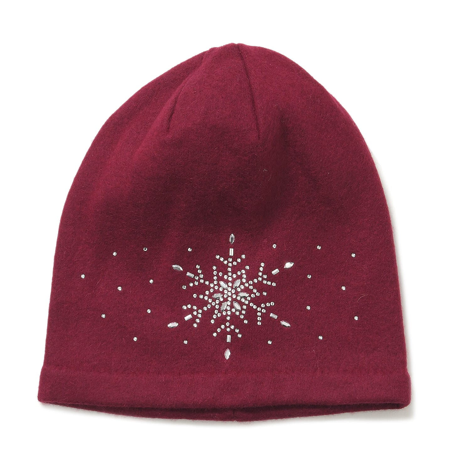 Crystal Pattern Set of Two Hat and Gloves (One Size) - Wine Red