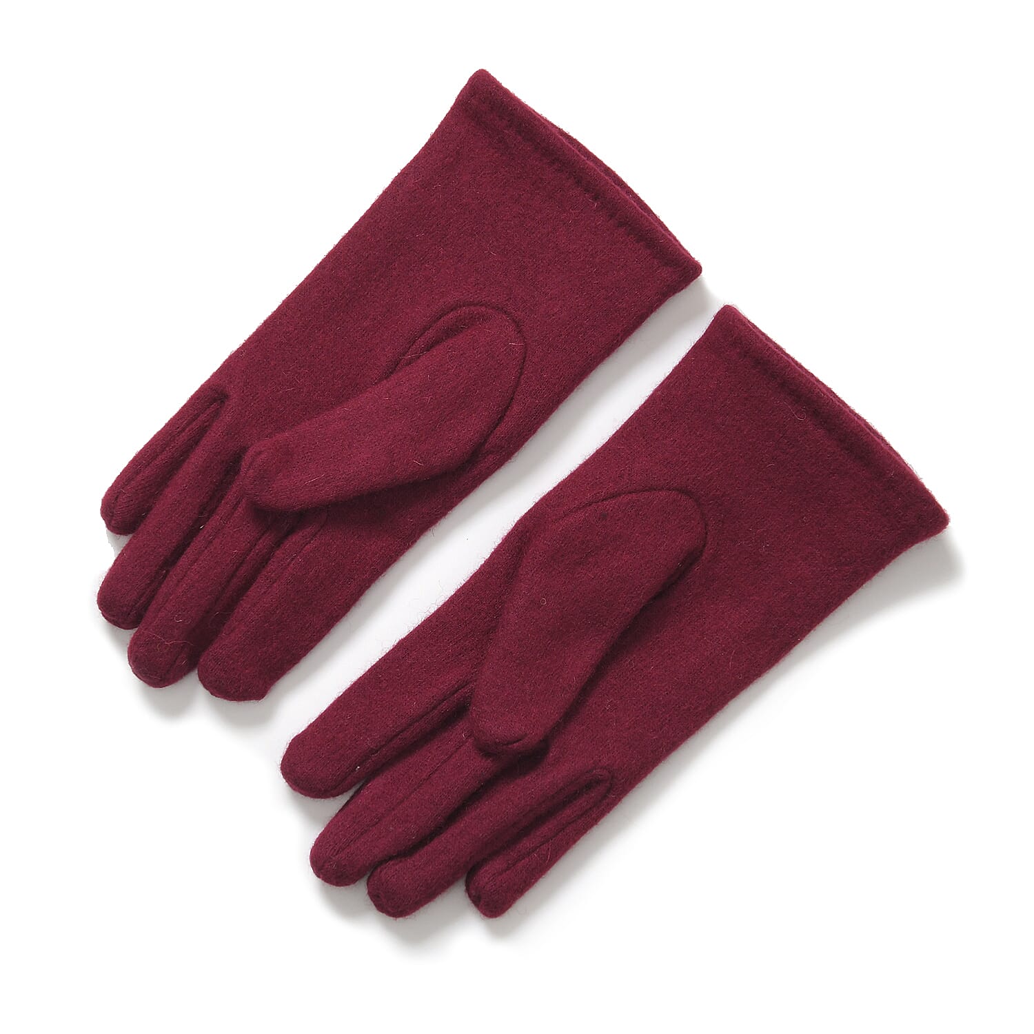 Crystal Pattern Set of Two Hat and Gloves (One Size) - Wine Red