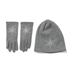 Crystal Snowflake Beanie and Gloves Set - Purple