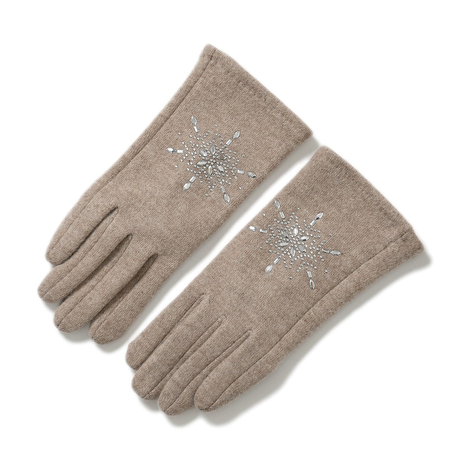 2 Piece Cashmere Set- Crystal Pattern Hat and Gloves - Off White 2 Piece Cashmere Set- Crystal Pattern Hat and Gloves - Off White