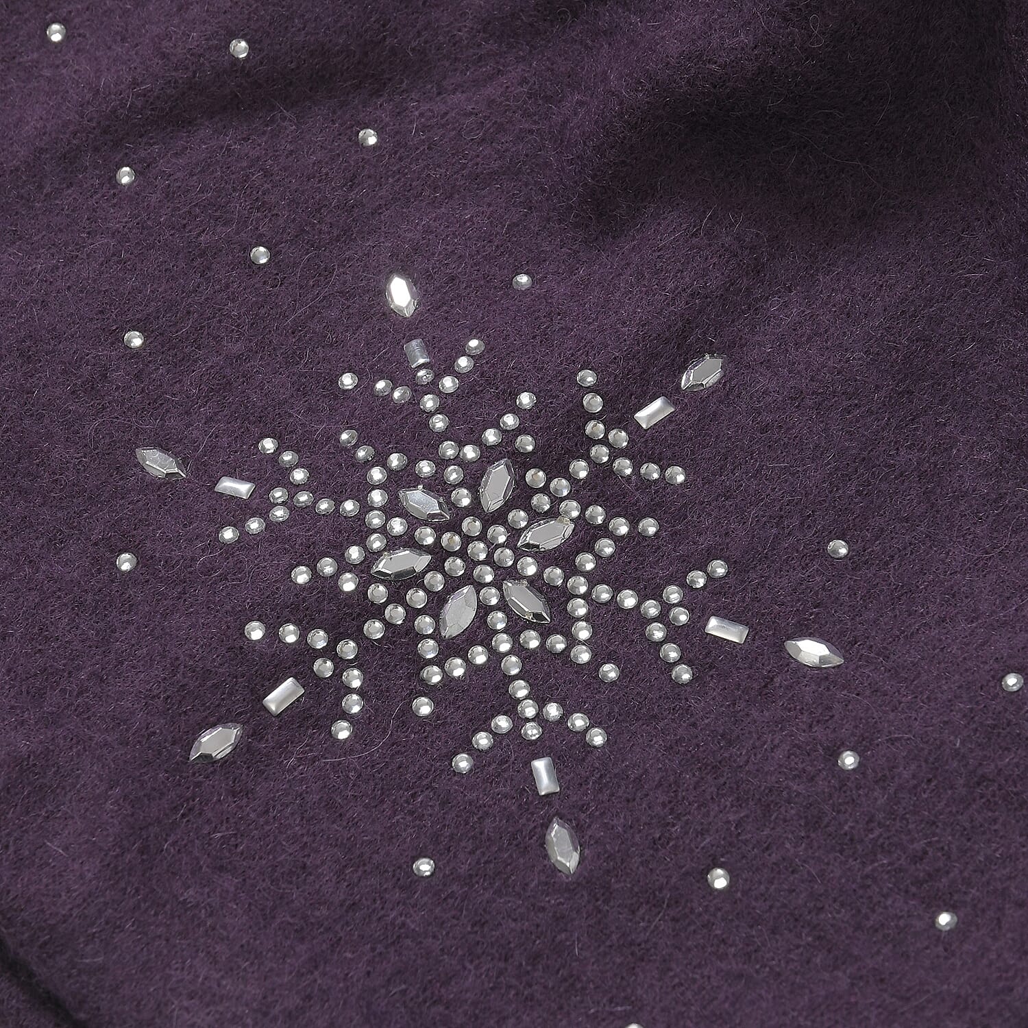 2 Piece Cashmere Set- Crystal Pattern Hat and Gloves - Purple 2 Piece Cashmere Set- Crystal Pattern Hat and Gloves - Purple