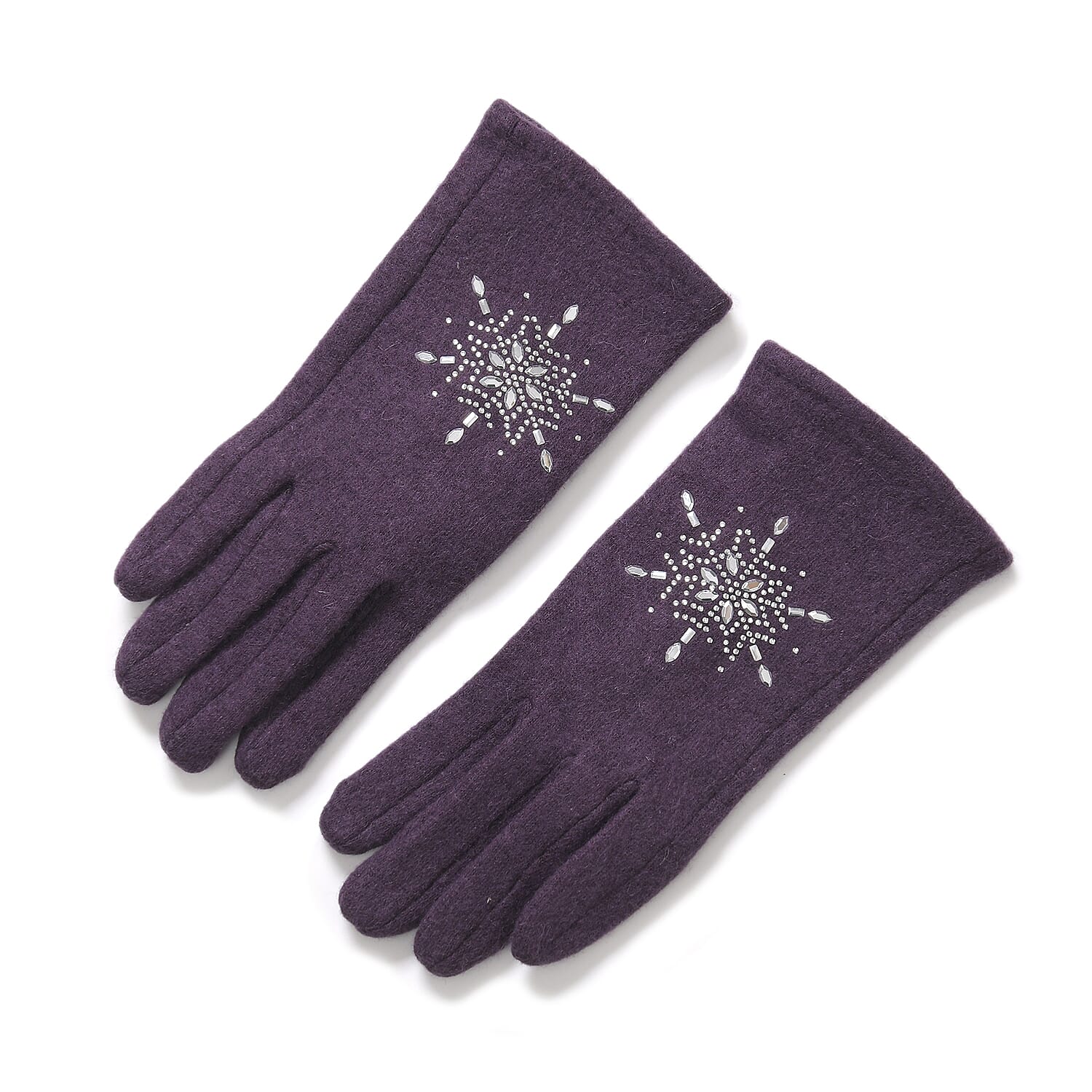 2 Piece Cashmere Set- Crystal Pattern Hat and Gloves - Purple 2 Piece Cashmere Set- Crystal Pattern Hat and Gloves - Purple