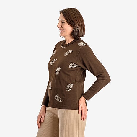 Emma Feather Printed Knitted Jumper (SIze XL) - Treacle Tart