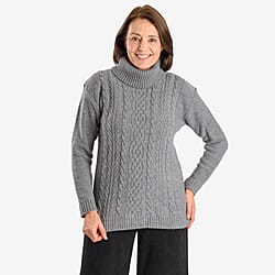 Emma Cable Knit Roll Neck Pullover