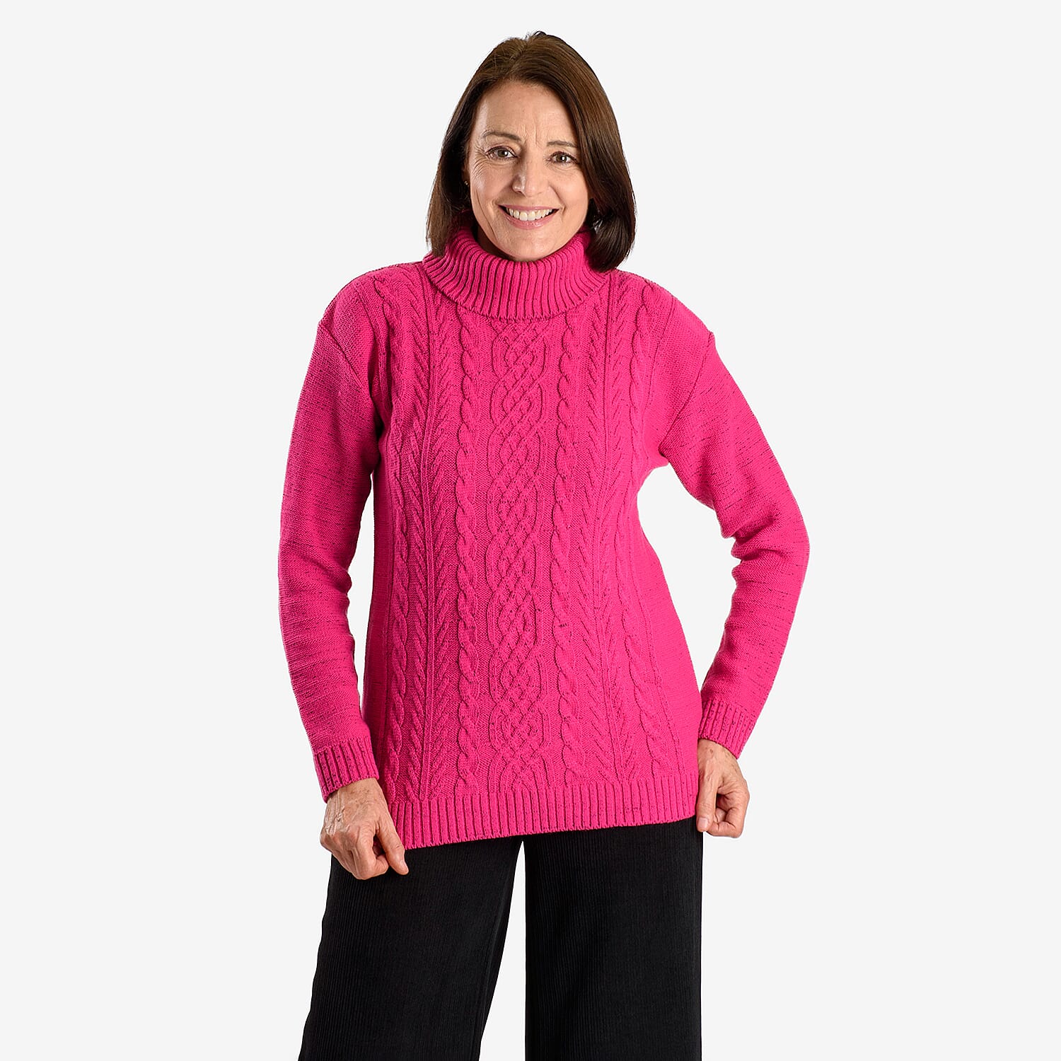 Emma Cable Knit Roll Neck Pullover