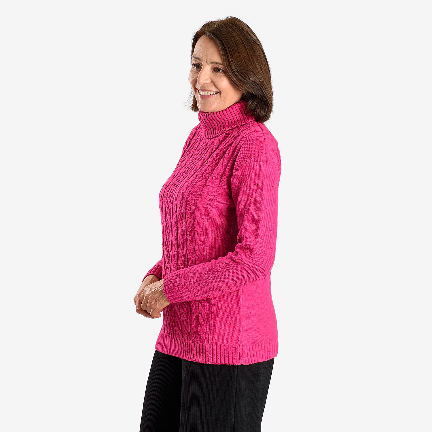 Emma Cable Knit Roll Neck Pullover