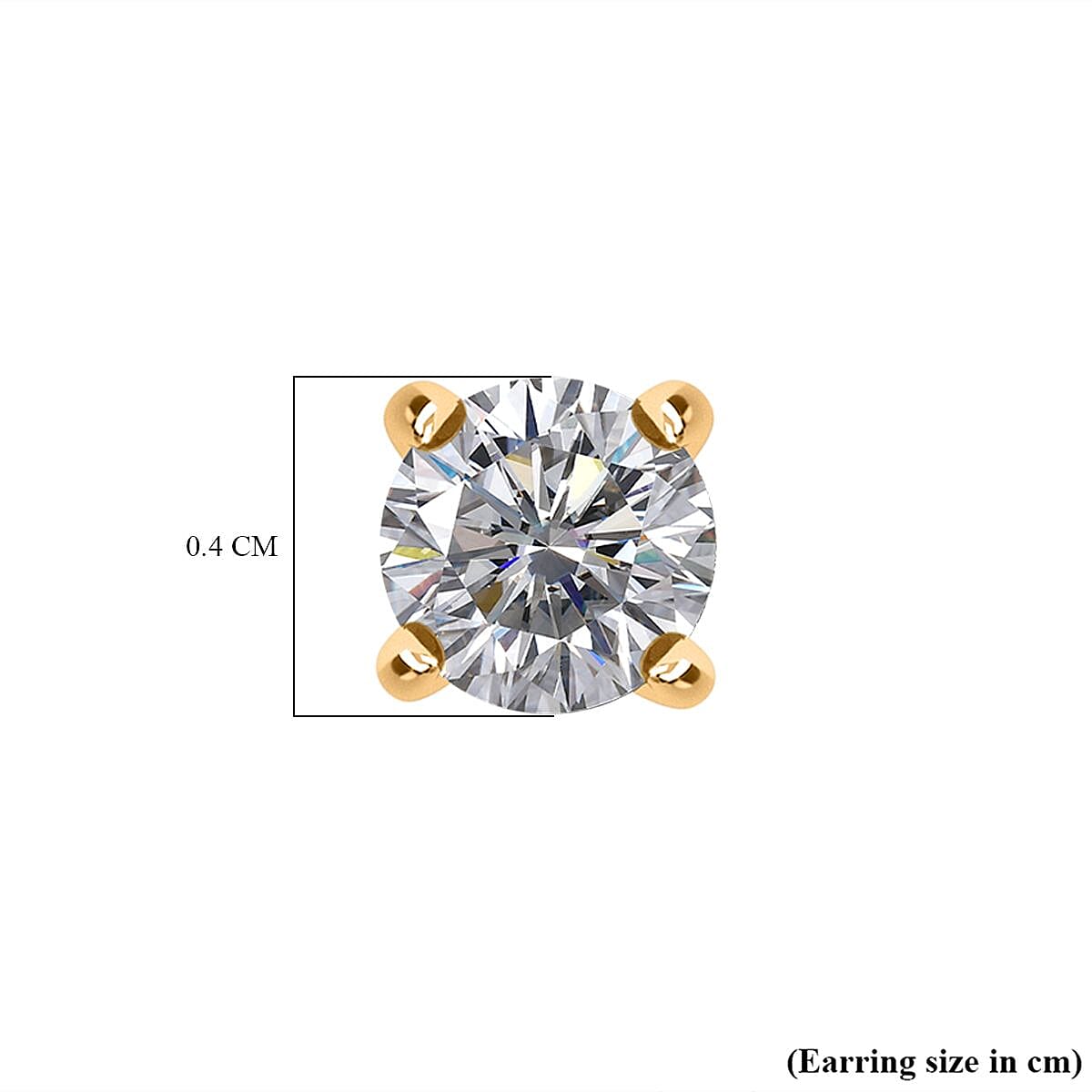Moissanite Stud Earrings in 14K Gold Overlay Sterling Silver