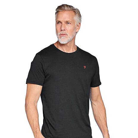 FARAH 100% Cotton Check Pattern Mens Loungwear Set (Size S) - Black