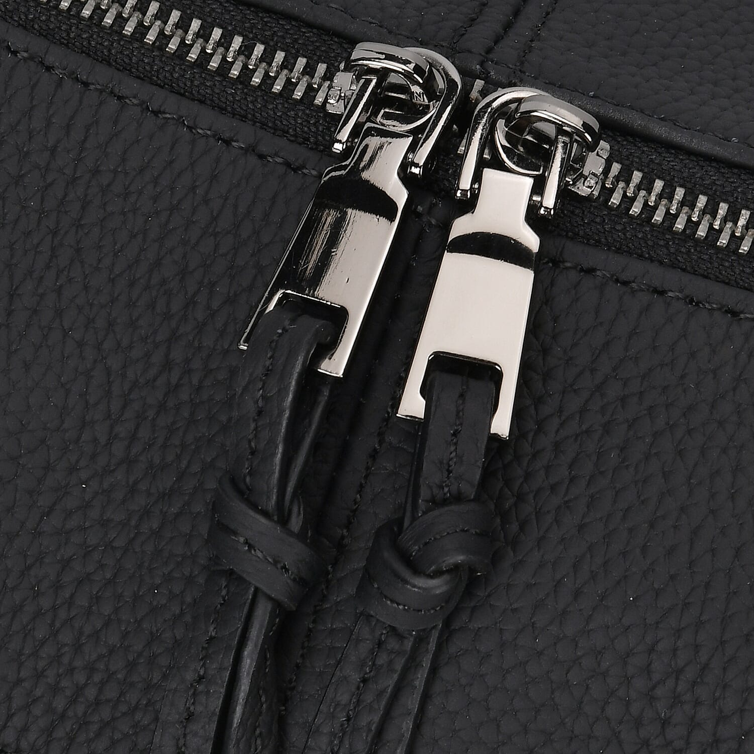 Designer Inspired Full Grain Genuine Leather Half Moon Slouch Bag - Black