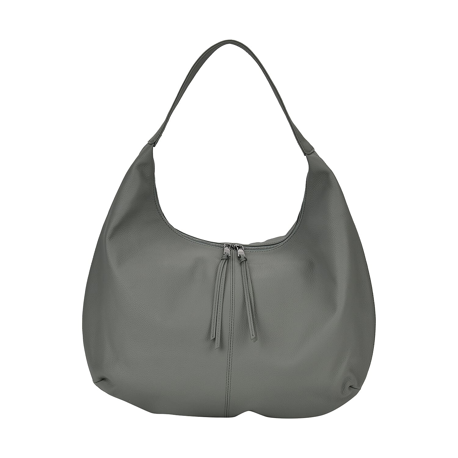 Designer Inspired Full Grain Genuine Leather Half Moon Slouch Bag - Sage