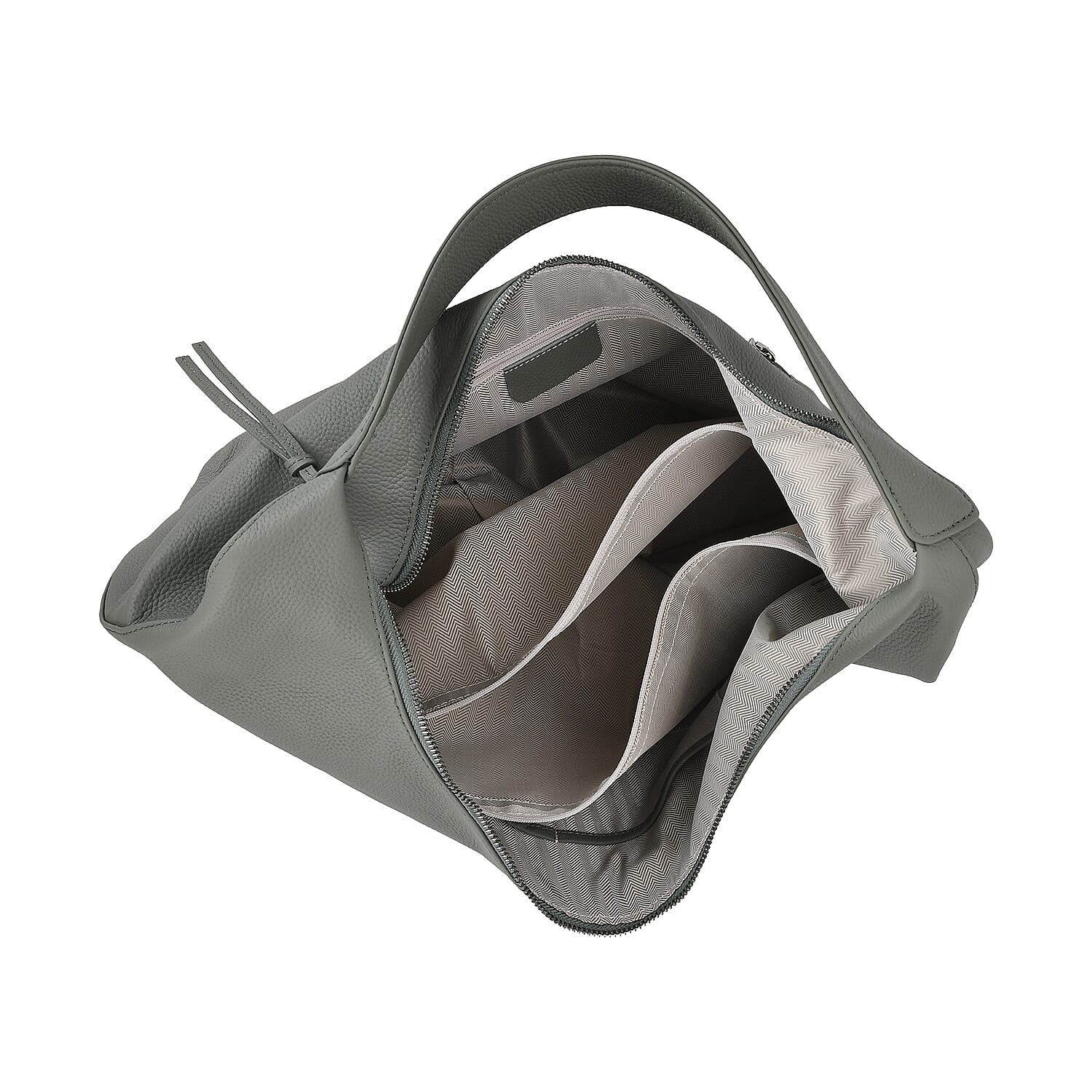 Designer Inspired Full Grain Genuine Leather Half Moon Slouch Bag - Sage