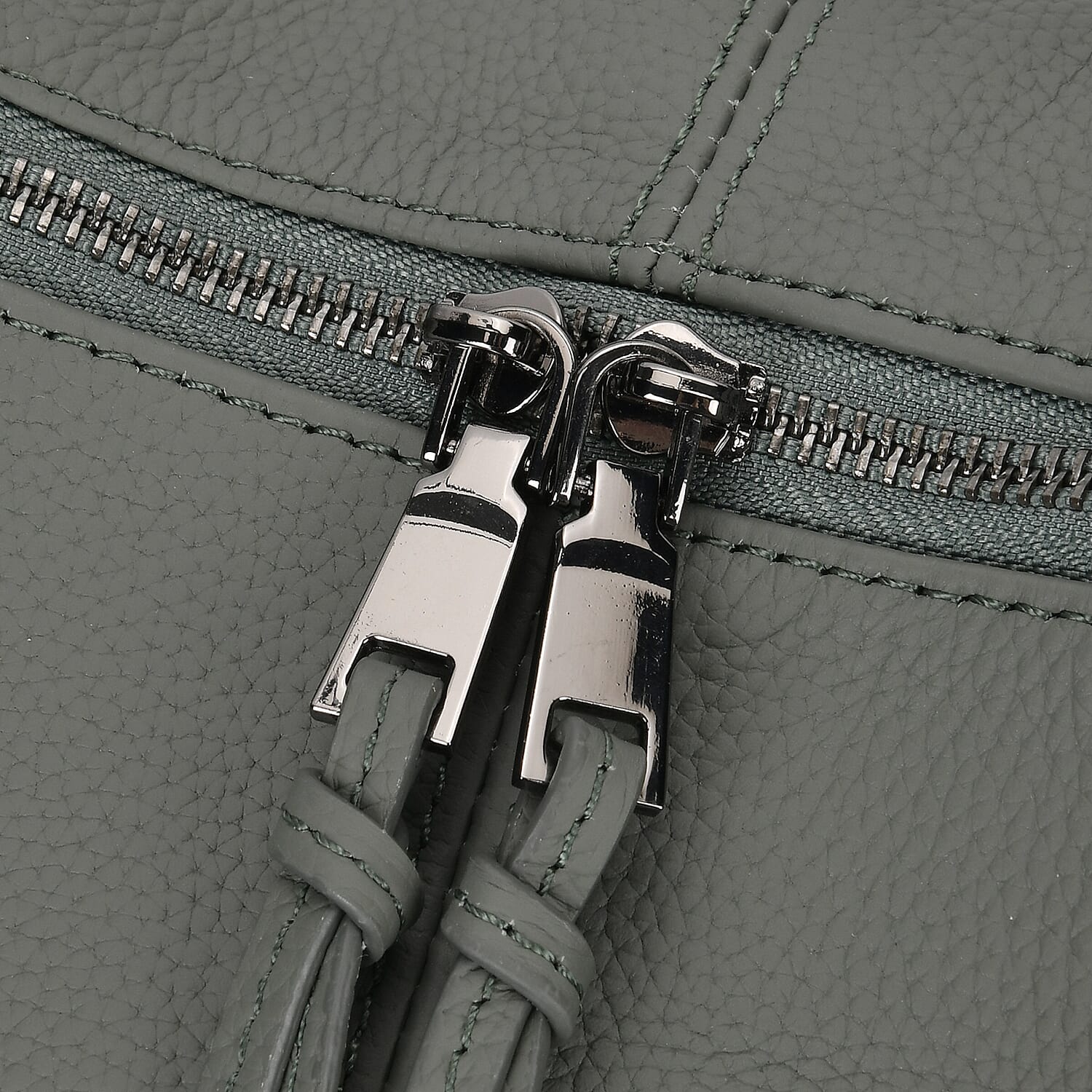 Designer Inspired Full Grain Genuine Leather Half Moon Slouch Bag - Sage