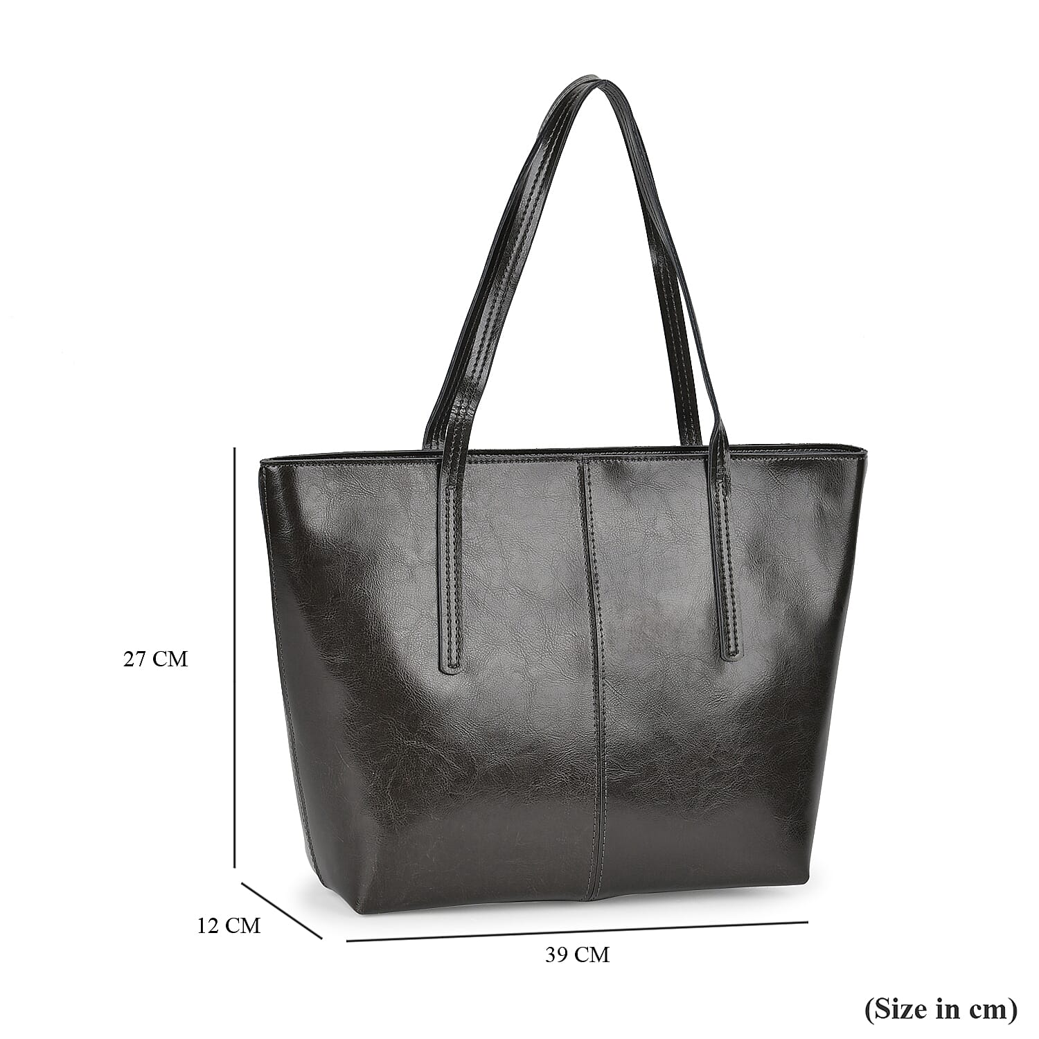 Designer Inspired Genuine Leather Tote Bag - Dark Grey Designer Inspired Genuine Leather Tote Bag - Dark Grey