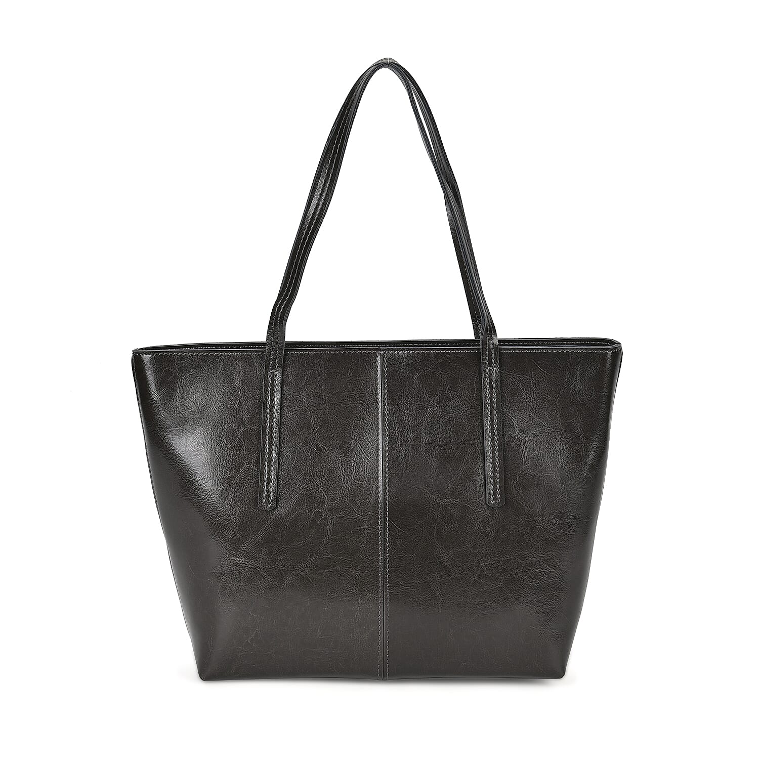 Designer Inspired Genuine Leather Tote Bag - Dark Grey Designer Inspired Genuine Leather Tote Bag - Dark Grey