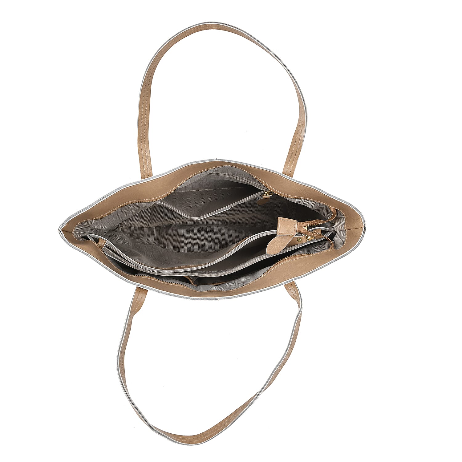 100% Genuine Leather Tote Bag (Size 39x12x27 cm) - Beige 100% Genuine Leather Tote Bag (Size 39x12x27 cm) - Beige