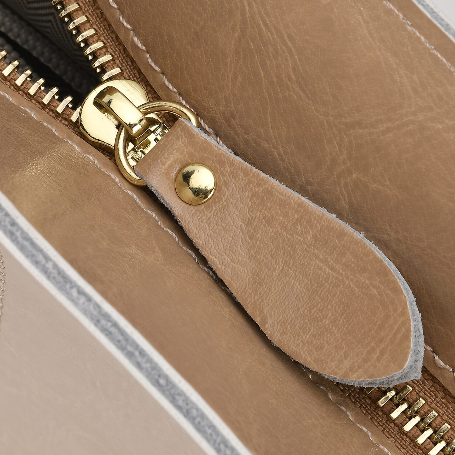 100% Genuine Leather Tote Bag (Size 39x12x27 cm) - Beige 100% Genuine Leather Tote Bag (Size 39x12x27 cm) - Beige