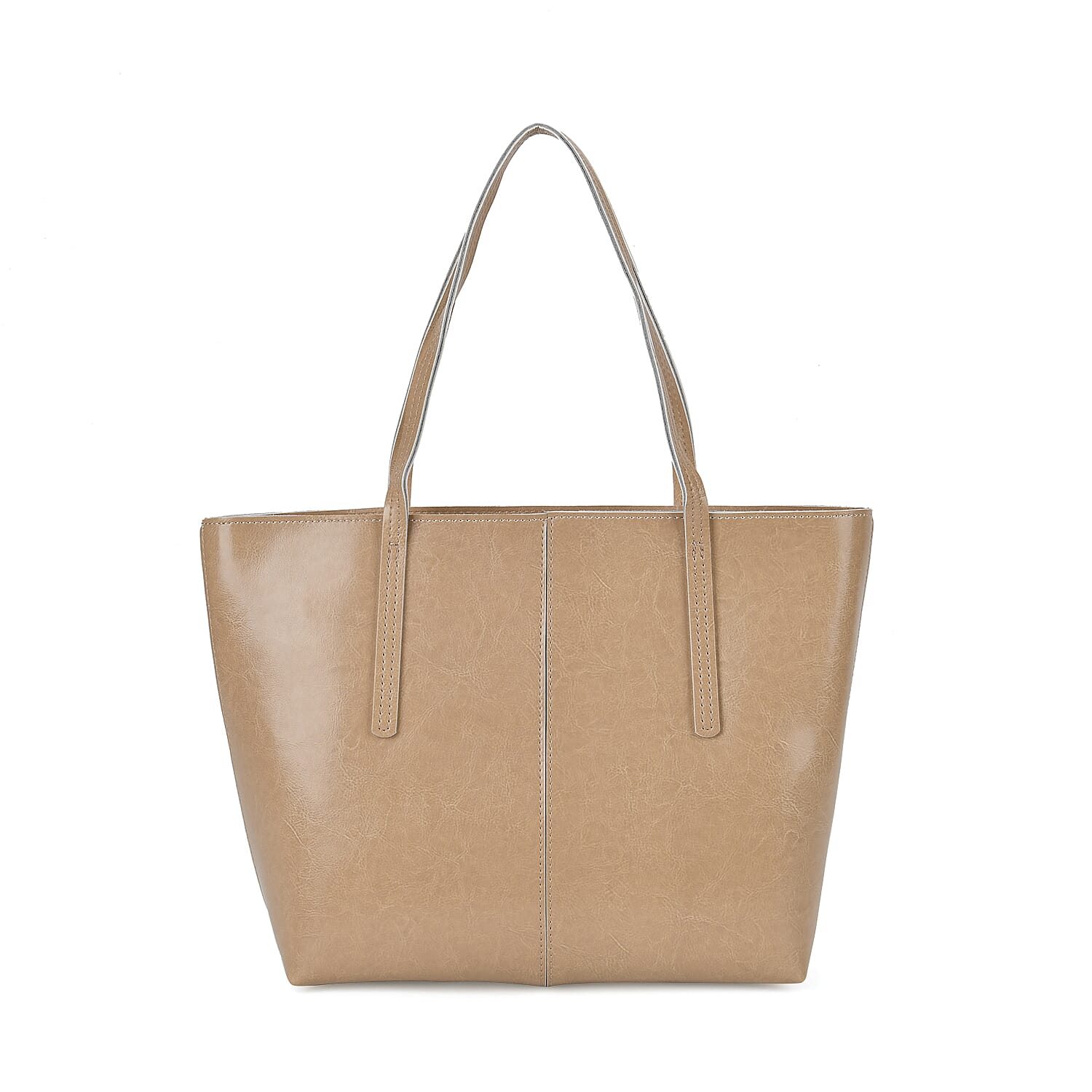 100% Genuine Leather Tote Bag (Size 39x12x27 cm) - Beige 100% Genuine Leather Tote Bag (Size 39x12x27 cm) - Beige