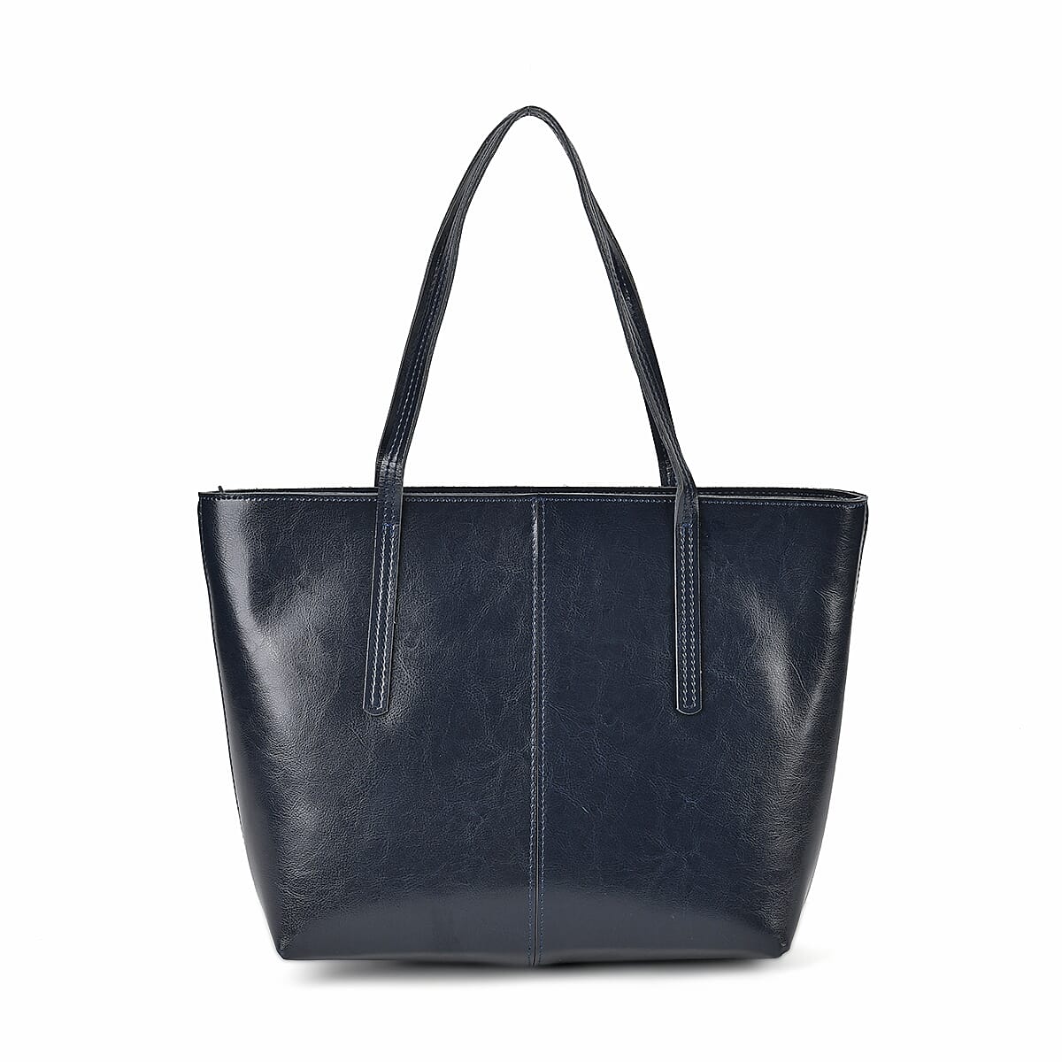 100%  Genuine Leather Tote Bag (Size 39x12x27 cm) - Navy