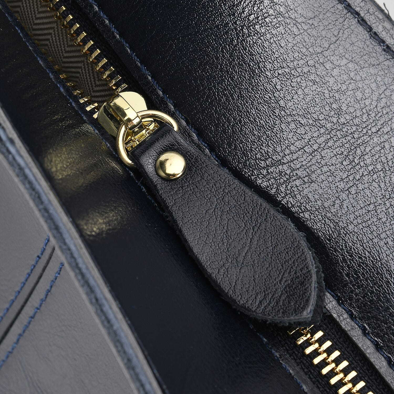 100%  Genuine Leather Tote Bag (Size 39x12x27 cm) - Navy