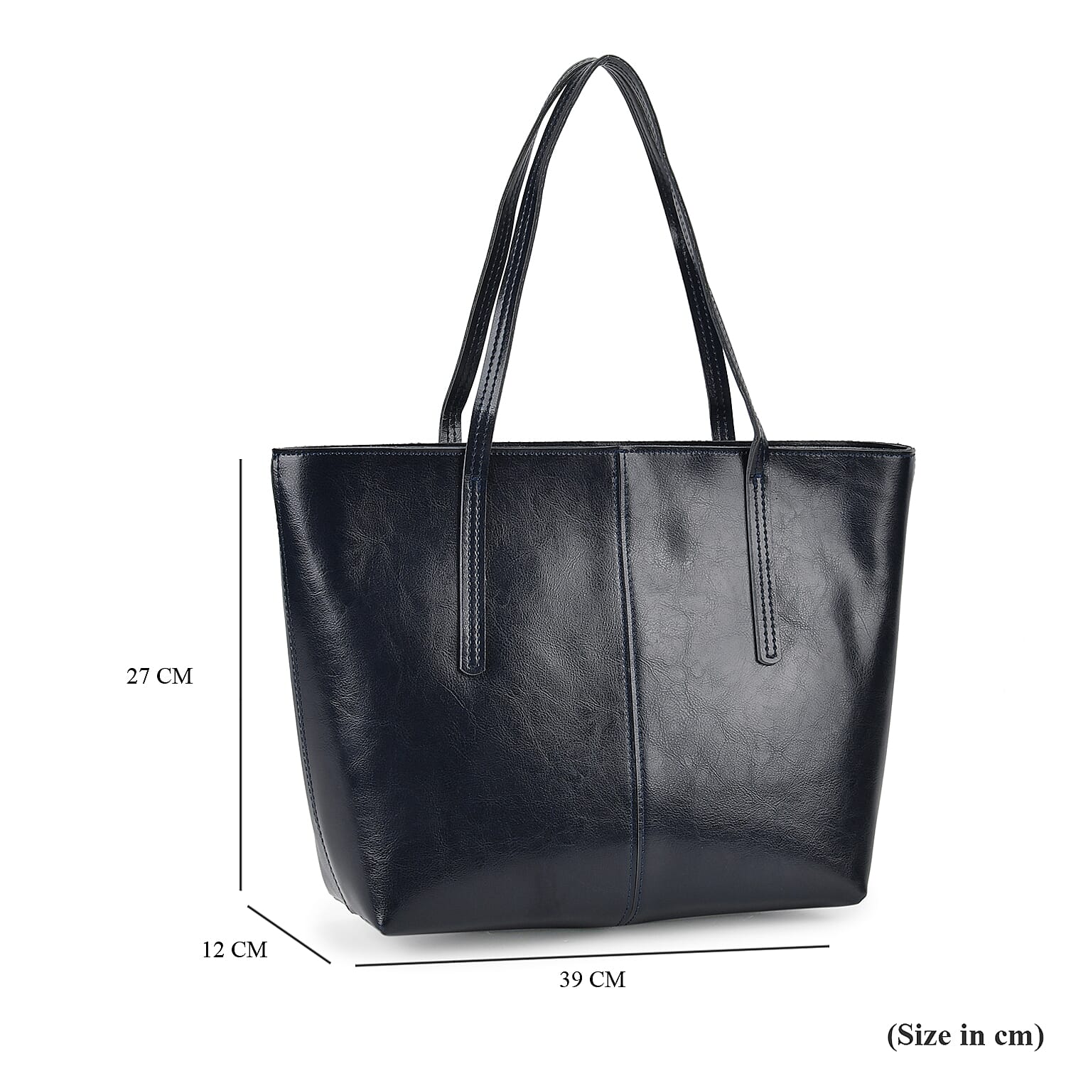 100%  Genuine Leather Tote Bag (Size 39x12x27 cm) - Navy