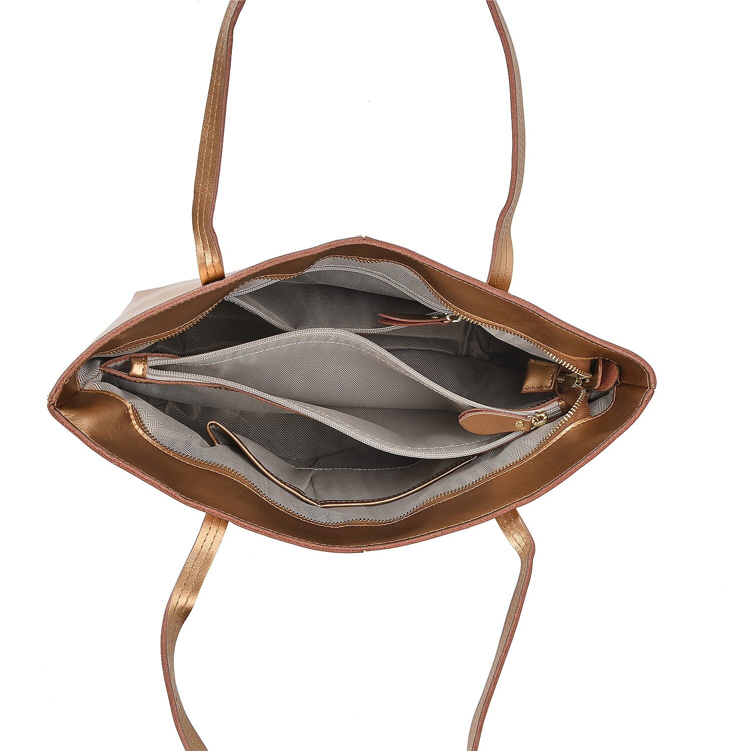 100% Genuine Leather Tote Bag (Size 39x12x27 cm) - Gold