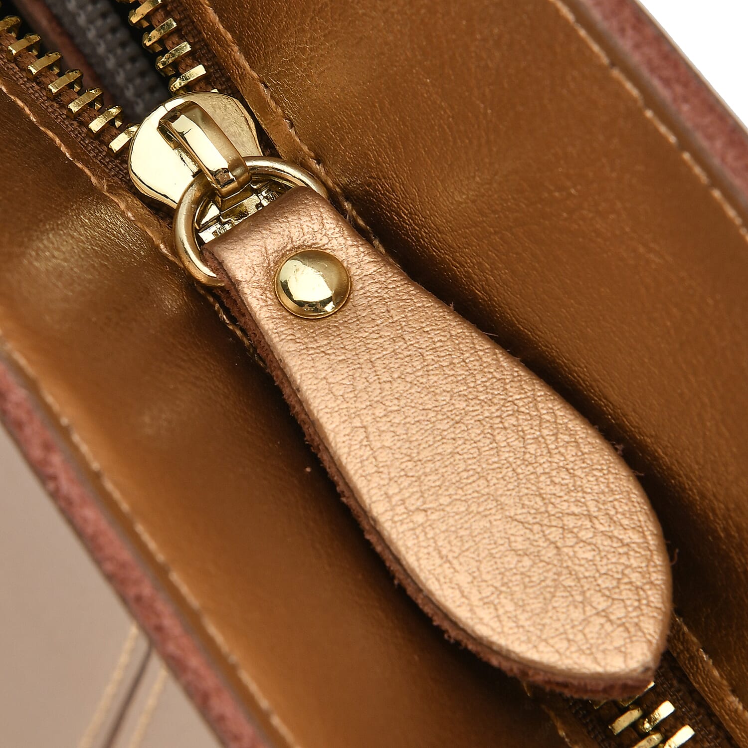 100% Genuine Leather Tote Bag (Size 39x12x27 cm) - Gold