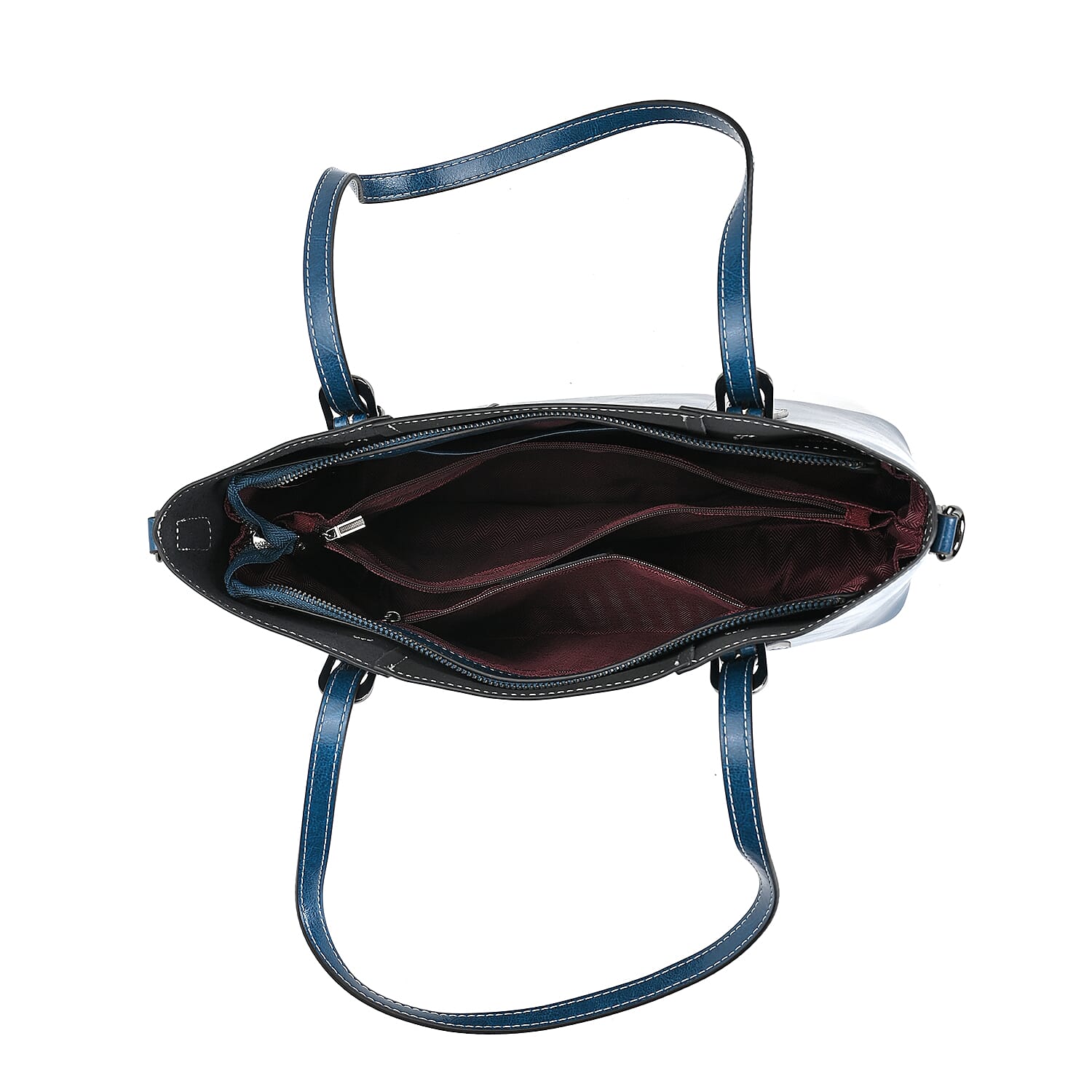 Designer Closeout Deal- Genuine Leather Handbag With Adjustable Leather Long Strap (Size 31x11x29 cm) - Navy