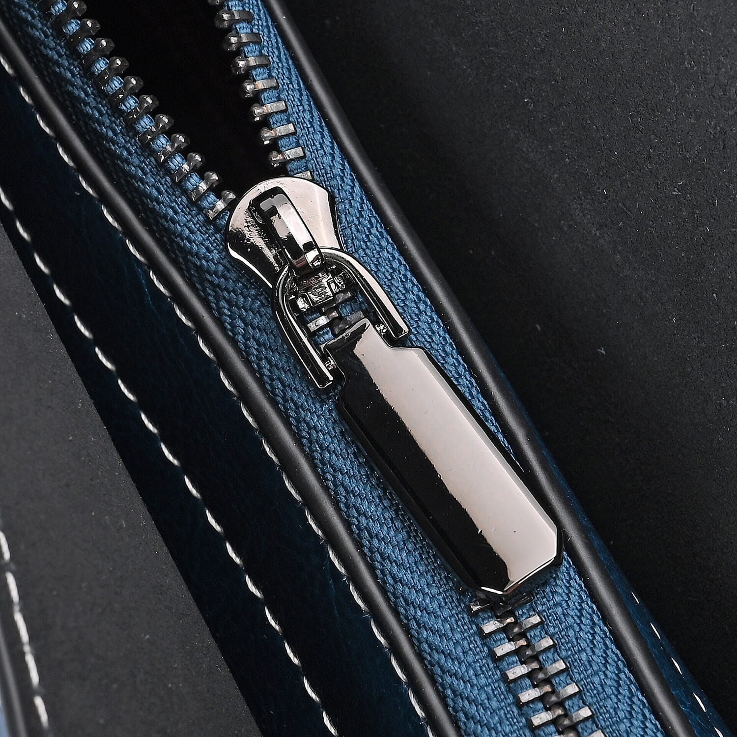 Designer Closeout Deal- Genuine Leather Handbag With Adjustable Leather Long Strap (Size 31x11x29 cm) - Navy