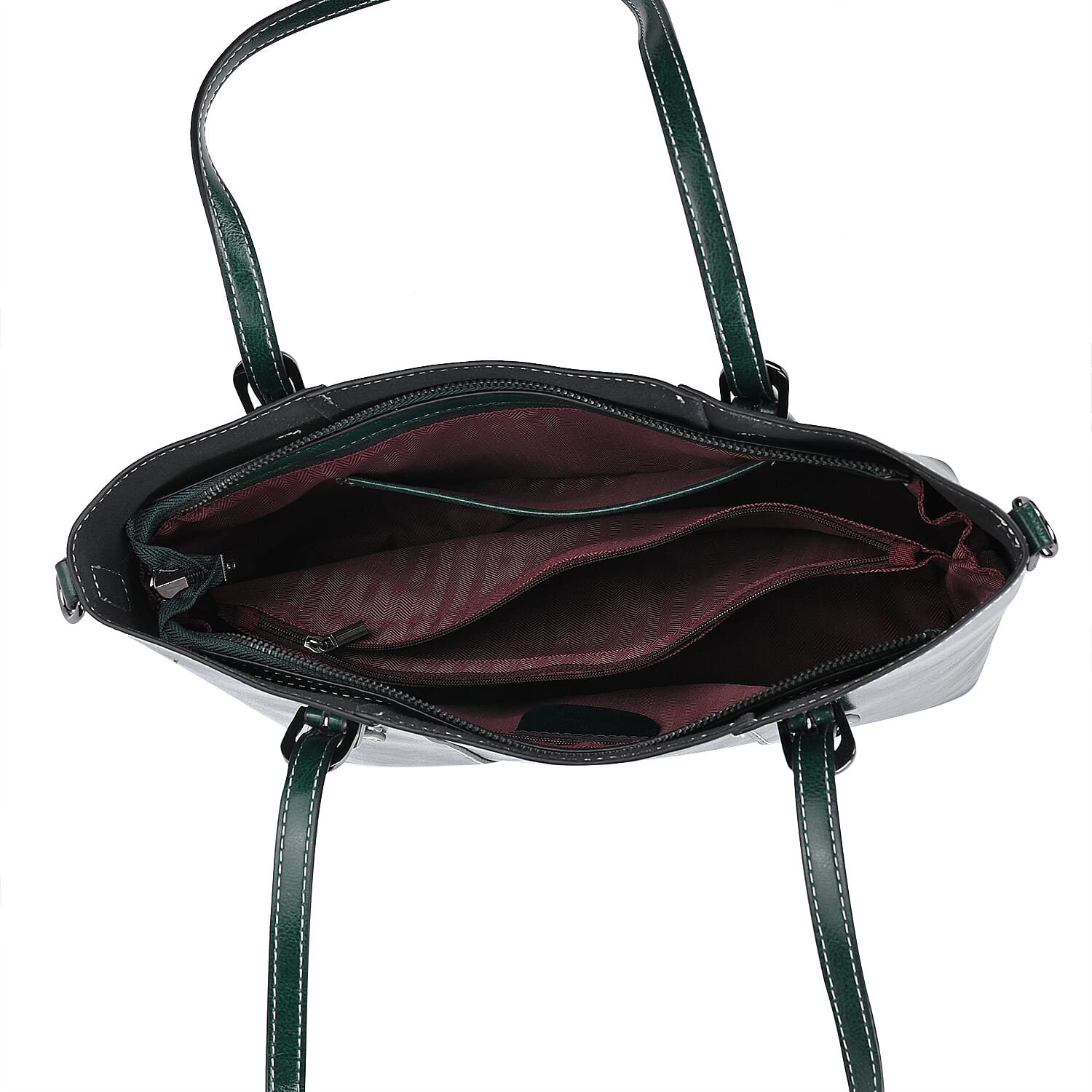 Designer Closeout Deal- Genuine Leather Handbag With Adjustable Leather Long Strap (Size 31x11x29 cm) - Green