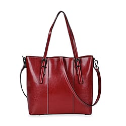 Designer Closeout Deal- Genuine Leather Handbag With Adjustable Leather Long Strap (Size 31x11x29 cm) - Navy