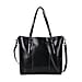 Stylish Genuine Leather Everyday Tote Bag with Adjustable Strap - Black