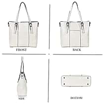 Stylish Genuine Leather Everyday Tote Bag With Adjustable Strap - Off White
