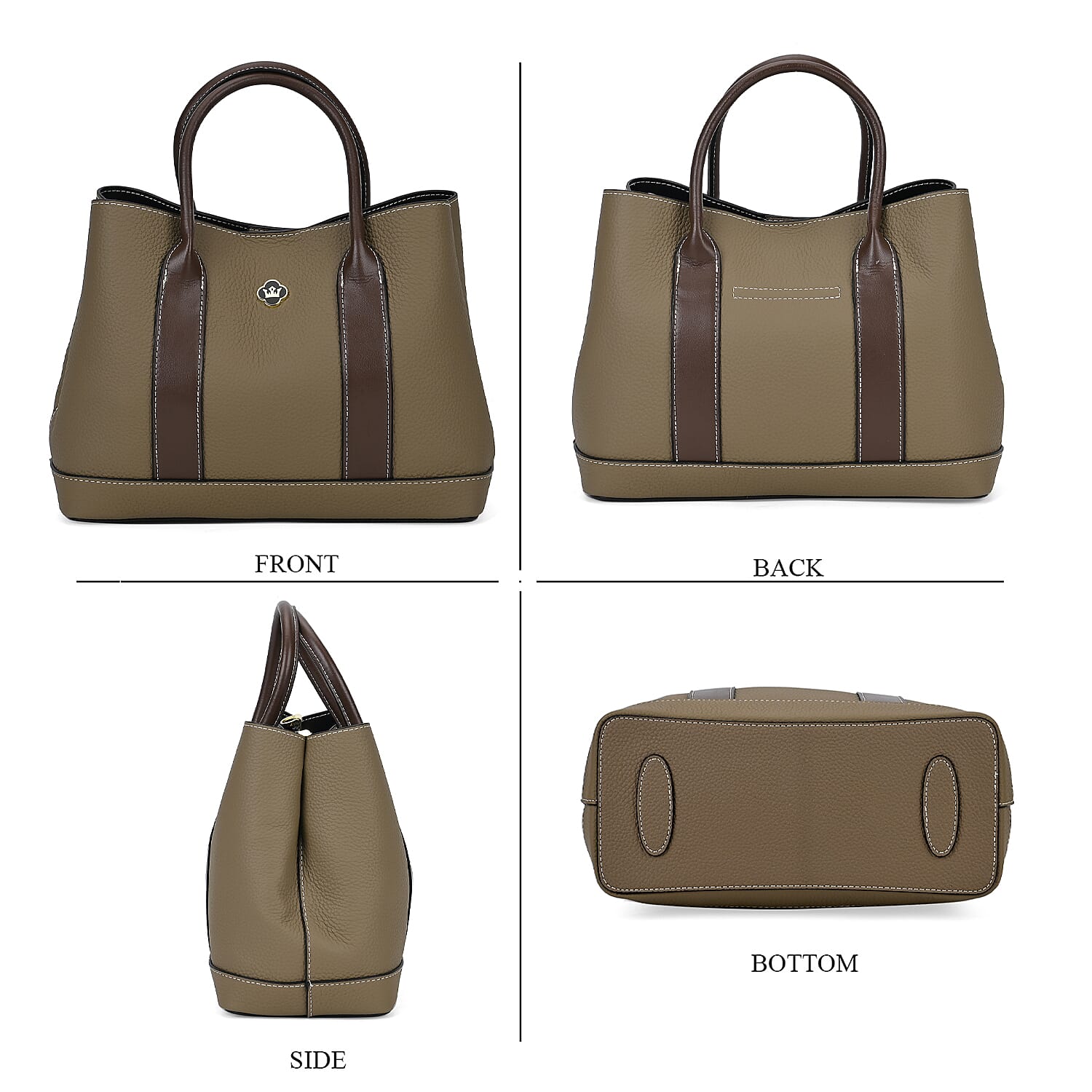 Designer Inspiration - 100% Genuine Leather Crossbody Bag with Long Shoulder Strap - Olive