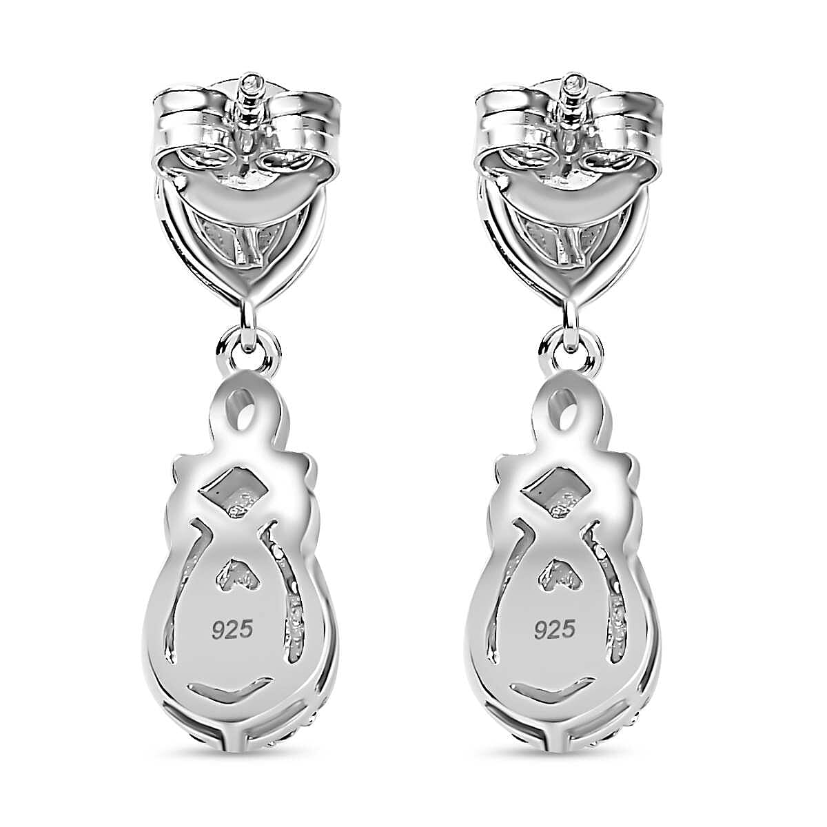 Gemfields Montepuez Ruby & White Zircon Earring in Rhodium Overlay Sterling Silver 1.25 Ct.